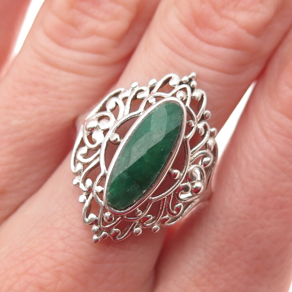 Chuck Clemency 925 Sterling Silver Real Zoisite Heart Ornate Ring Size 8.25
